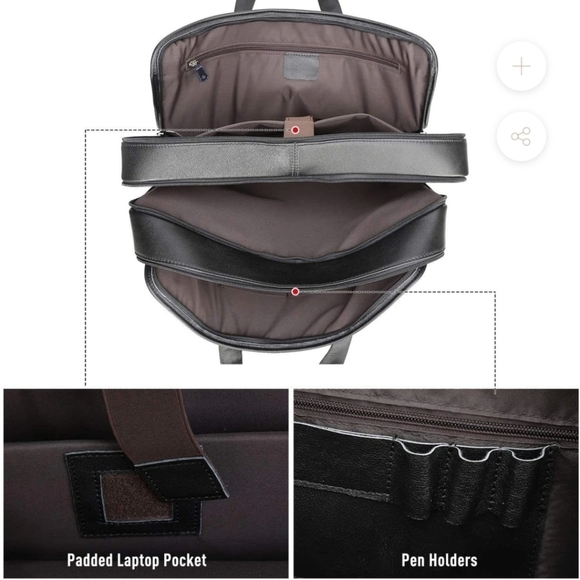 MODERN 18"TRAVEL LAPTOP BRIEFCASE FULL GRAIN LEATHER MESSENGER BAG - Picture 3 of 7